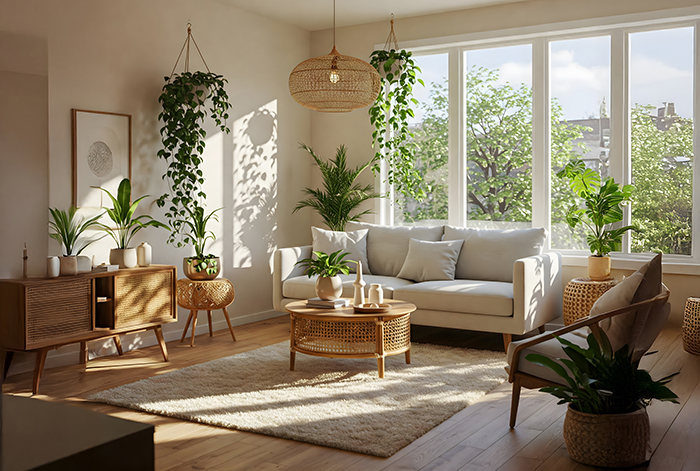 Bright, creating an inviting modern sanctuary, cozy living room