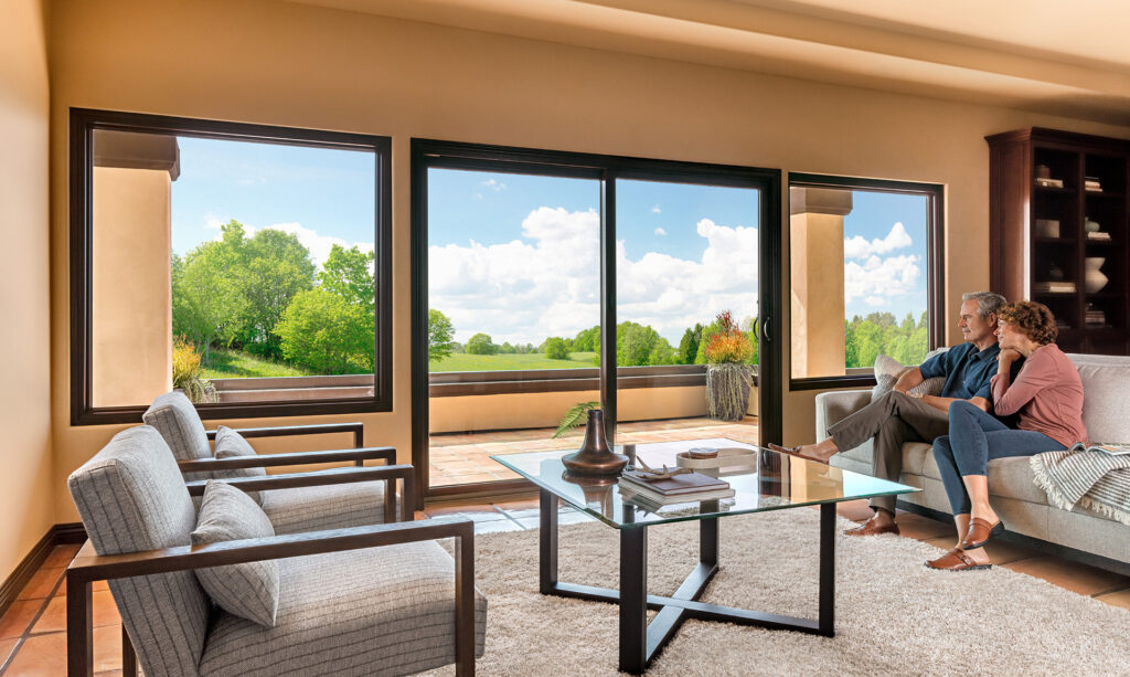 Dark Bronze Picture Window and Gliding Patio Door