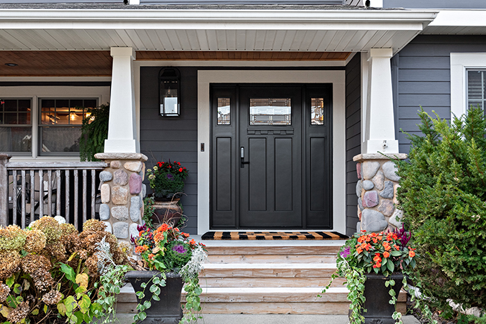 Ensemble Entry Door by Renewal by Andersen in Black with window